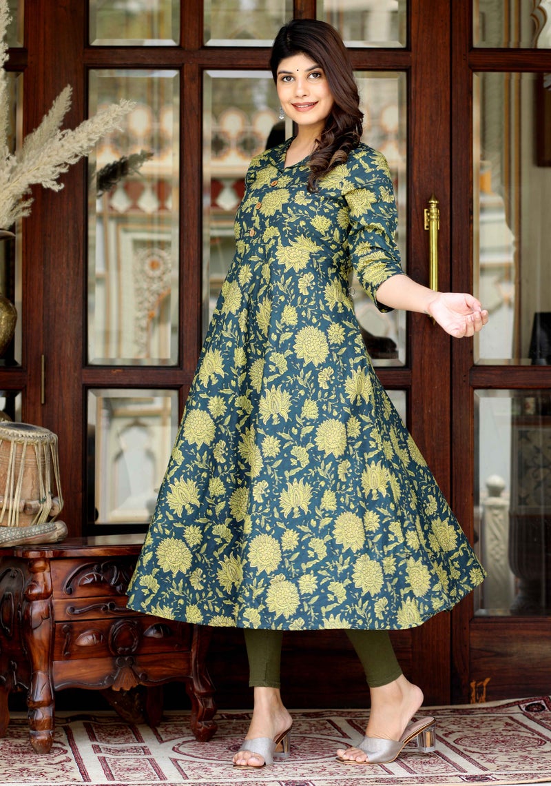 Miravan Floral Printed Anarkali Kurta for Women - Image 2